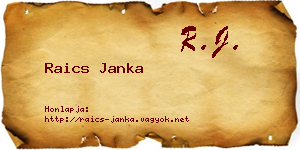 Raics Janka névjegykártya